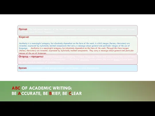 ABC OF ACADEMIC WRITING: BE ACCURATE, BE BRIEF, BE CLEAR