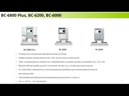 BC-6800 Plus, BC-6200, BC-6000 BC-6800 Plus BC-6200 BC-6000 Усовершенствованная измерительная система Новая