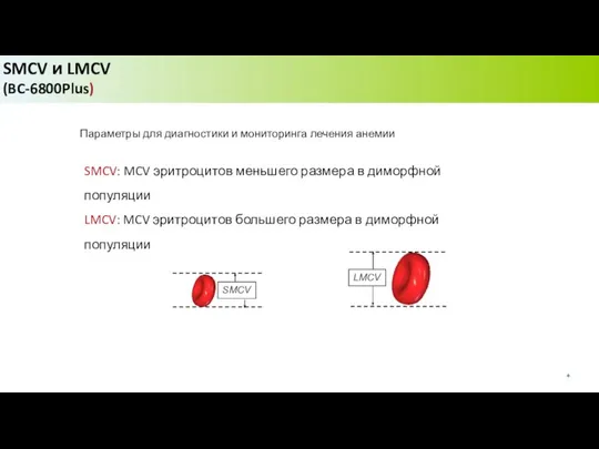 SMCV: MCV эритроцитов меньшего размера в диморфной популяции LMCV: MCV эритроцитов большего