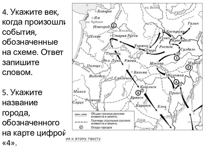 4. Укажите век, когда произошли события, обозначенные на схеме. Ответ запишите словом.