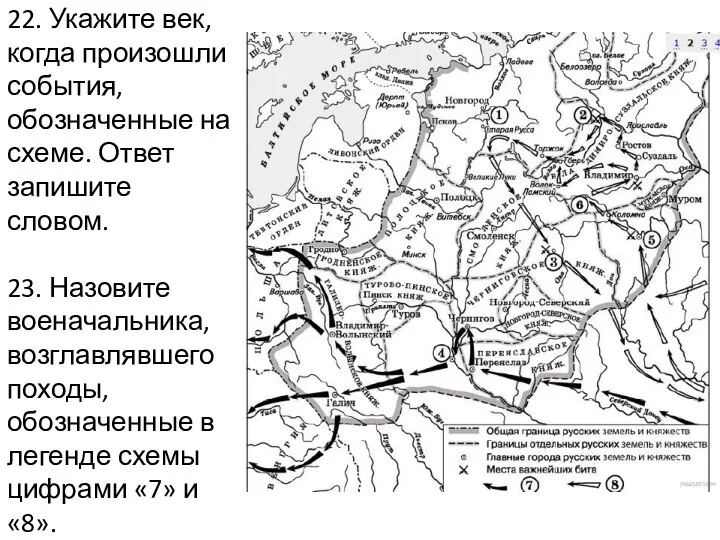 22. Укажите век, когда произошли события, обозначенные на схеме. Ответ запишите словом.