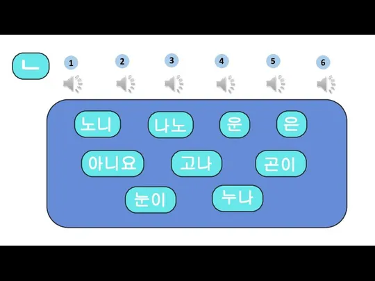 아니요 고나 곤이 은 노니 눈이 운 누나 나노 ㄴ