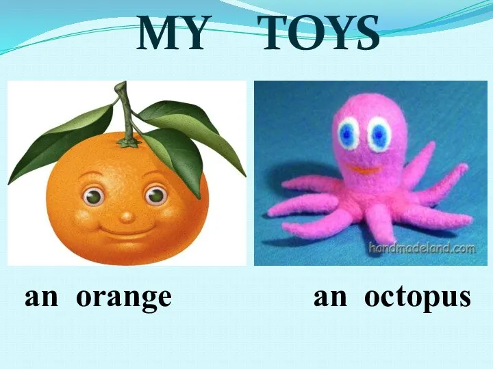 MY TOYS an orange an octopus