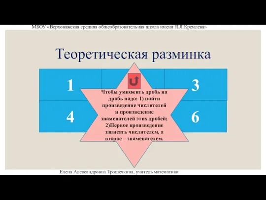 Теоретическая разминка 1 2 3 4 6 5 МБОУ «Верховажская средняя общеобразовательная