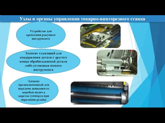Узлы и органы управления токарно-винторезного станка Устройство для крепления режущего инструмента Элемент