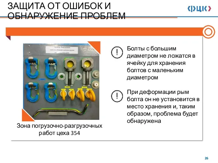 Зона погрузочно-разгрузочных работ цеха 354 Болты с большим диаметром не ложатся в