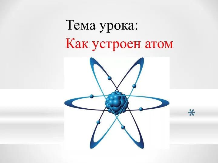 Тема урока: Как устроен атом