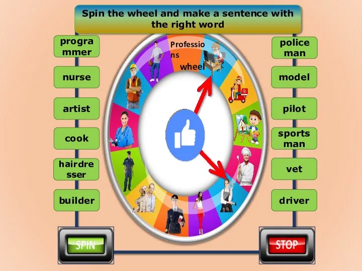 Spin the wheel and make a sentence with the right word nurse