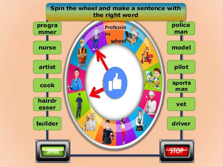 Spin the wheel and make a sentence with the right word sportsman