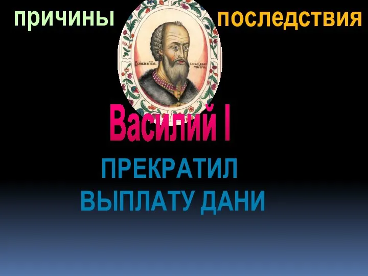 ПРЕКРАТИЛ ВЫПЛАТУ ДАНИ последствия Василий I причины