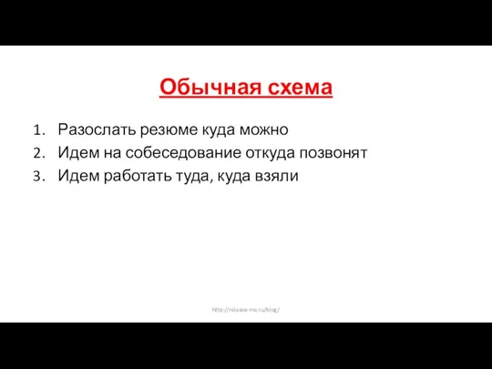 Обычная схема Разослать резюме куда можно Идем на собеседование откуда позвонят Идем