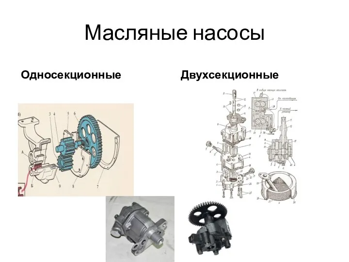 Масляные насосы Односекционные Двухсекционные