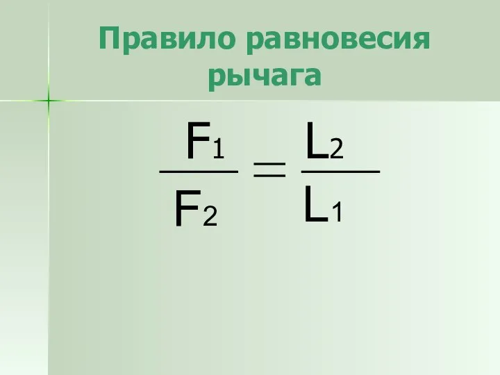 Правило равновесия рычага F1 L2 F2 L1