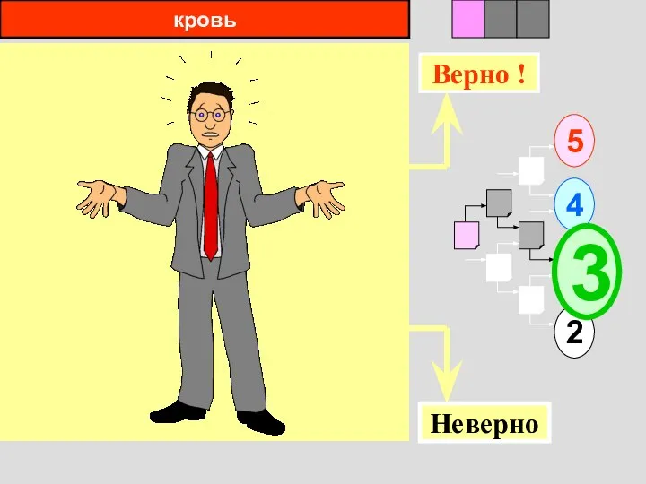 кровь 1 5 2 4 2 3 Верно ! Неверно 3