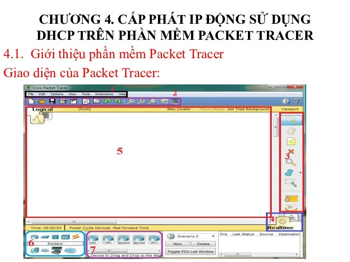 4.1. Giới thiệu phần mềm Packet Tracer Giao diện của Packet Tracer: