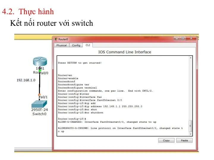 4.2. Thực hành Kết nối router với switch