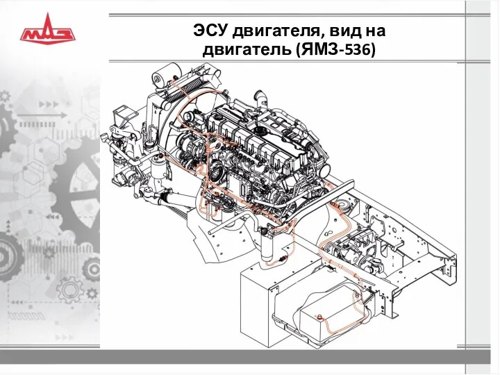 ЭСУ двигателя, вид на двигатель (ЯМЗ-536)
