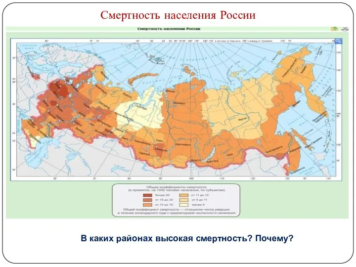 Смертность населения России В каких районах высокая смертность? Почему?