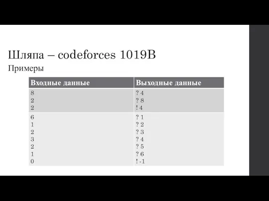 Шляпа – codeforces 1019B Примеры