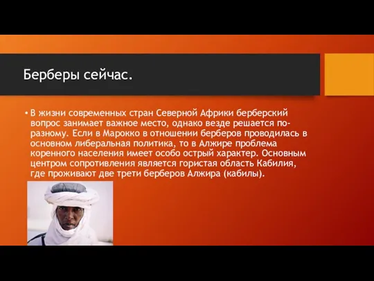 Берберы сейчас. В жизни современных стран Северной Африки берберский вопрос занимает важное