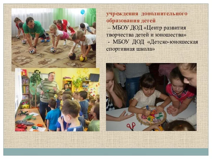 учреждения дополнительного образования детей – МБОУ ДОД «Центр развития творчества детей и