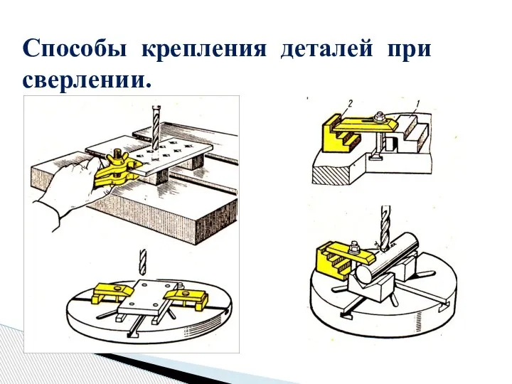 Способы крепления деталей при сверлении.