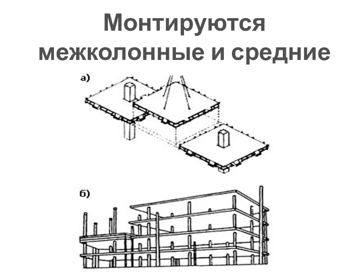 Монтируются межколонные и средние панели