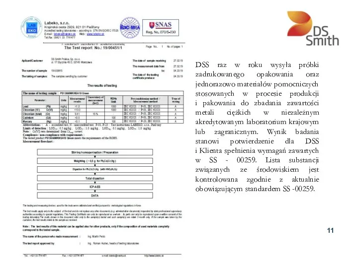 DSS raz w roku wysyła próbki zadrukowanego opakowania oraz jednorazowo materiałów pomocniczych