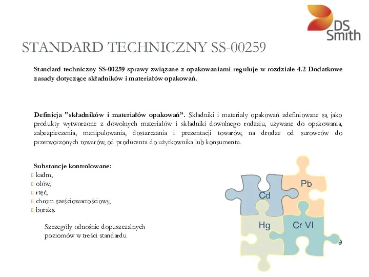 STANDARD TECHNICZNY SS-00259 Standard techniczny SS-00259 sprawy związane z opakowaniami reguluje w