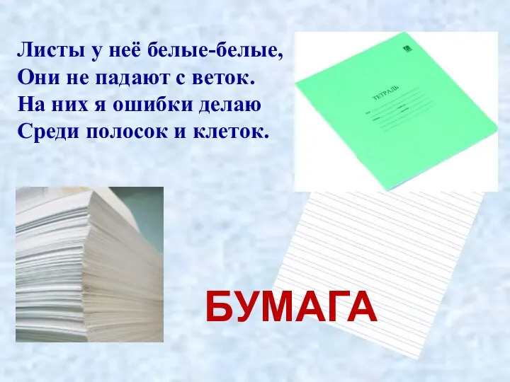 Листы у неё белые-белые, Они не падают с веток. На них я