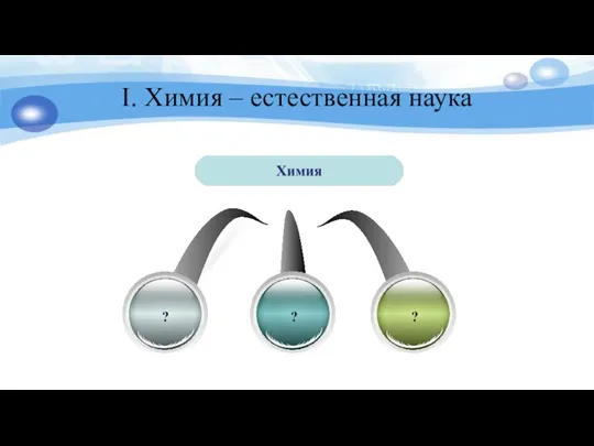 I. Химия – естественная наука ? ? ?