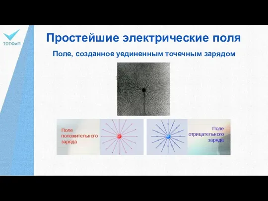 Простейшие электрические поля Поле, созданное уединенным точечным зарядом