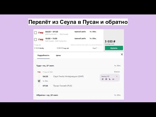 Перелёт из Сеула в Пусан и обратно