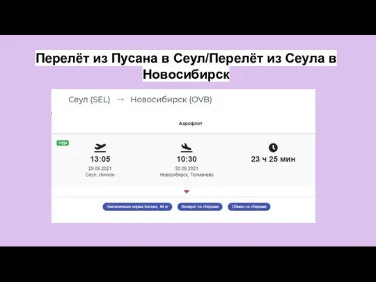 Перелёт из Пусана в Сеул/Перелёт из Сеула в Новосибирск