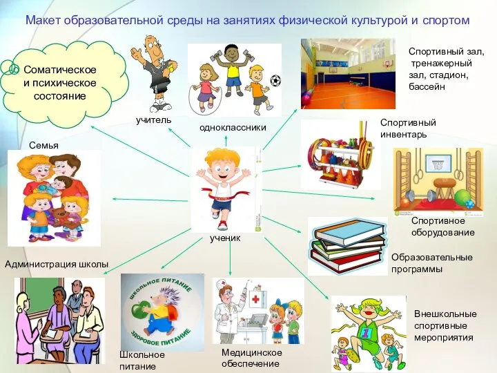 Макет образовательной среды на занятиях физической культурой и спортом учитель одноклассники Спортивный