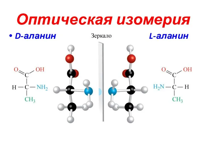 Оптическая изомерия D-аланин L-аланин