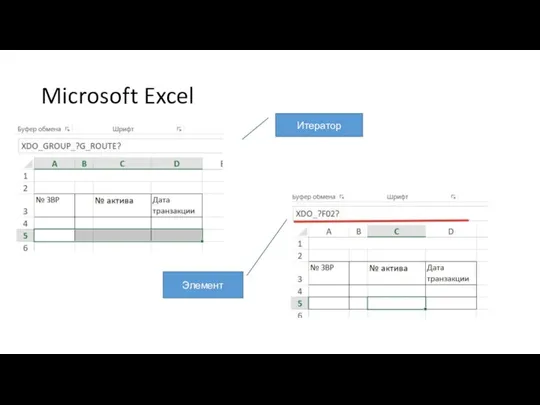 Microsoft Excel Итератор Элемент