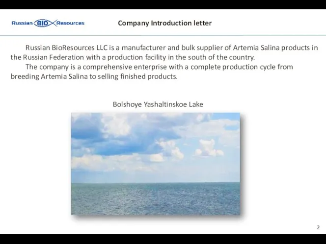 2 Russian BioResources LLC is a manufacturer and bulk supplier of Artemia