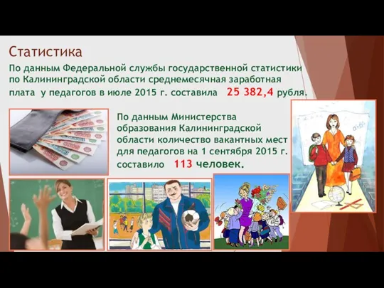 Статистика По данным Федеральной службы государственной статистики по Калининградской области среднемесячная заработная