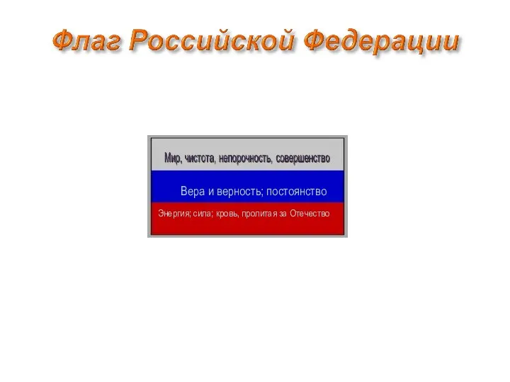 Энергия; сила; кровь, пролитая за Отечество Вера и верность; постоянство