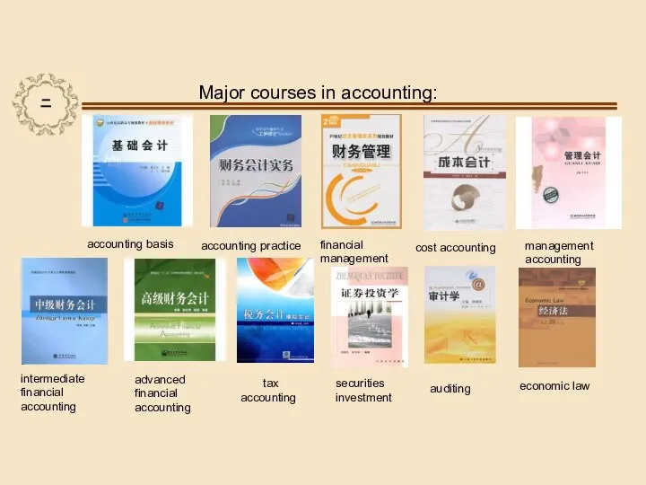 Major courses in accounting: accounting basis accounting practice financial management cost accounting