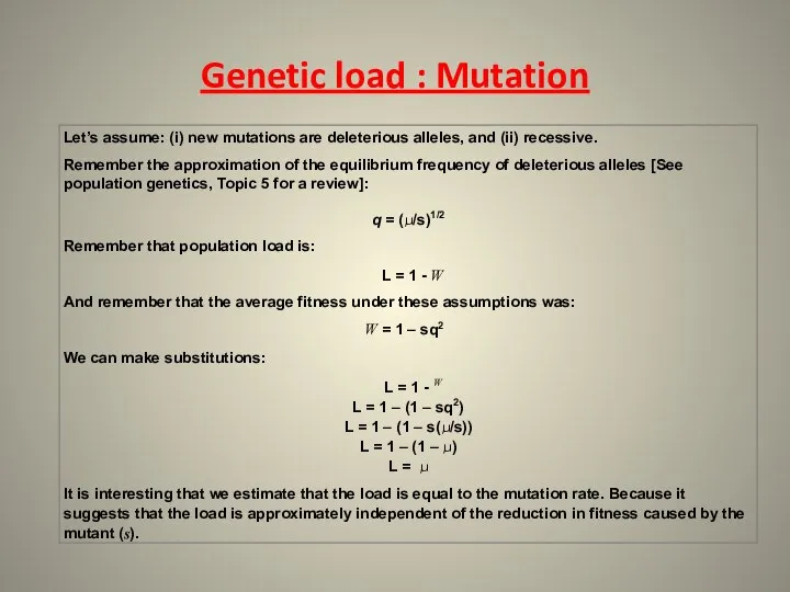 Genetic load : Mutation