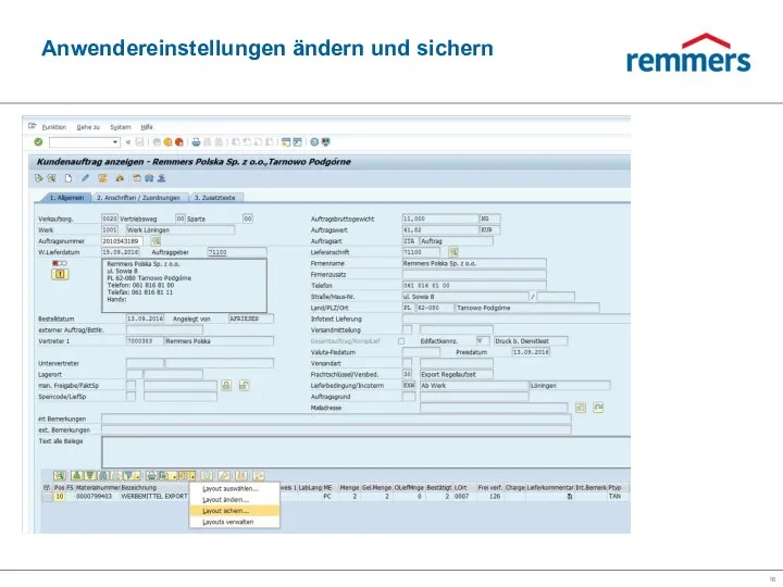 Anwendereinstellungen ändern und sichern