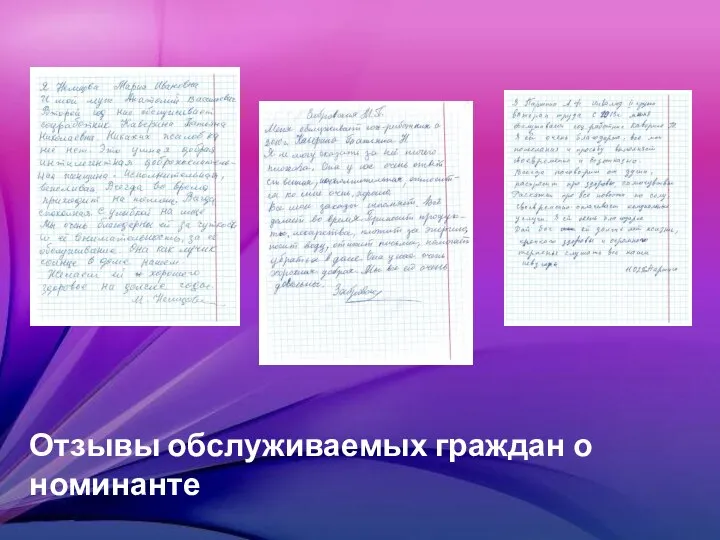 Отзывы обслуживаемых граждан о номинанте