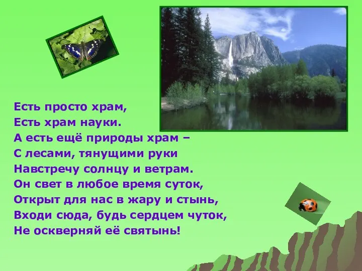 Есть просто храм, Есть храм науки. А есть ещё природы храм –