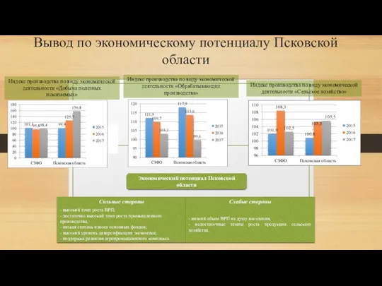 Вывод по экономическому потенциалу Псковской области Индекс производства по виду экономической деятельности