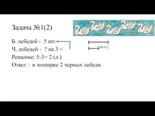 Задача №1(2) Б. лебедей - 5 шт. Ч. лебедей - ? на