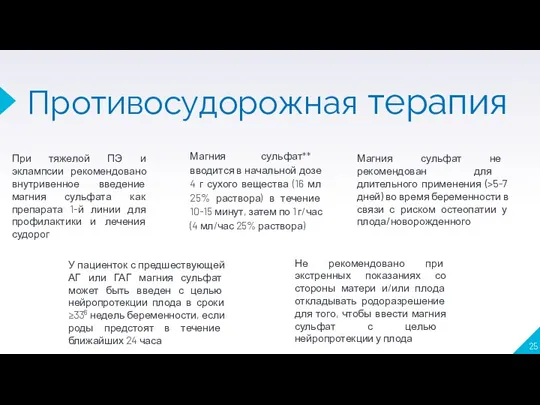 Противосудорожная терапия Магния сульфат** вводится в начальной дозе 4 г сухого вещества