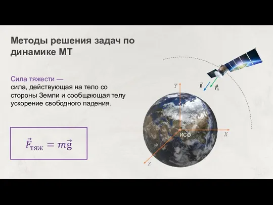 Методы решения задач по динамике МТ Сила тяжести — сила, действующая на