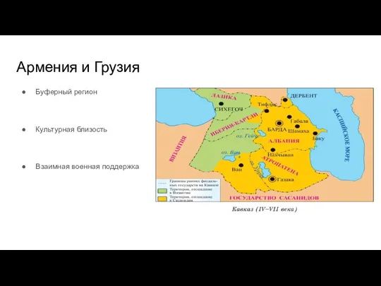 Армения и Грузия Буферный регион Культурная близость Взаимная военная поддержка